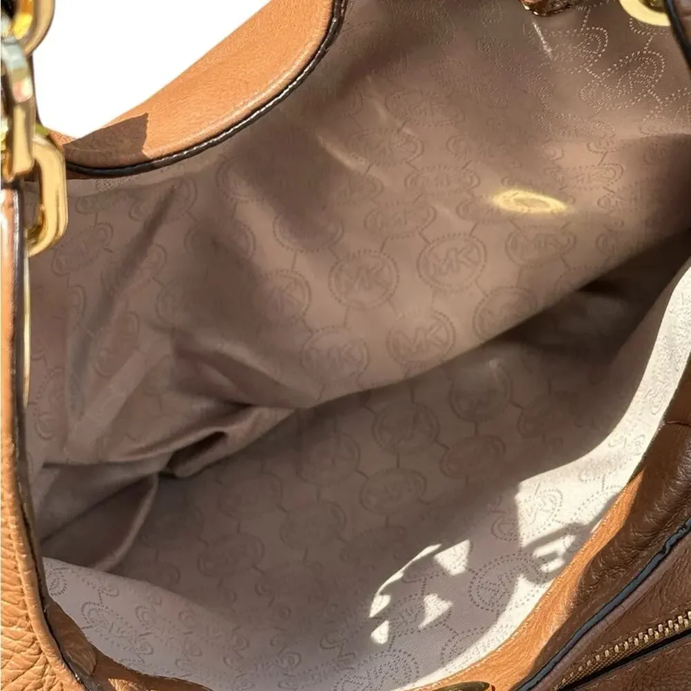 Michael Kors Large Fulton Brown Leather Shoulder Bag